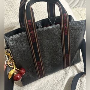Coach Black Tote with Gold Hardware and Structured Design